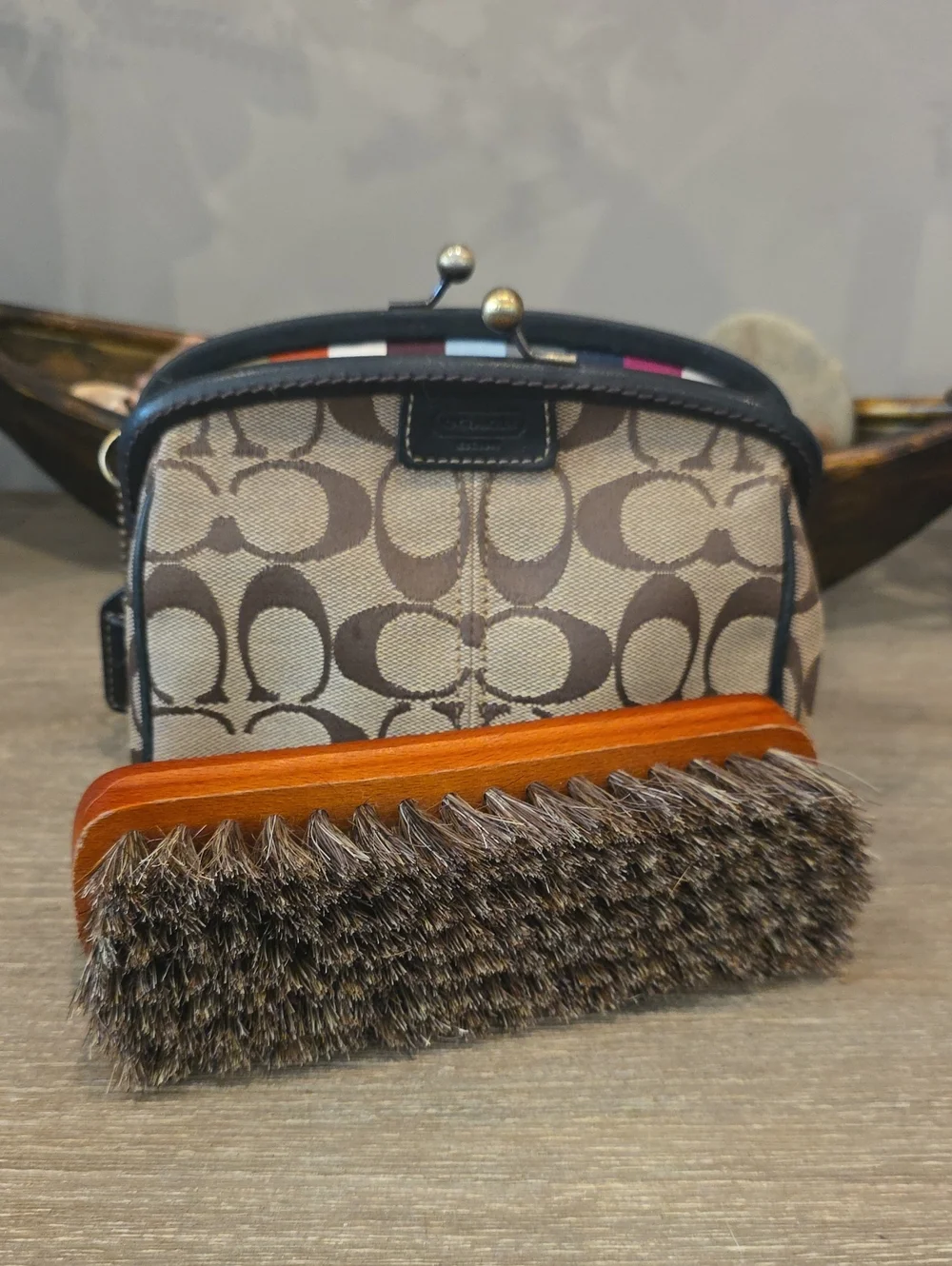 Coach Legacy Lined Large Kisslock Pouch
